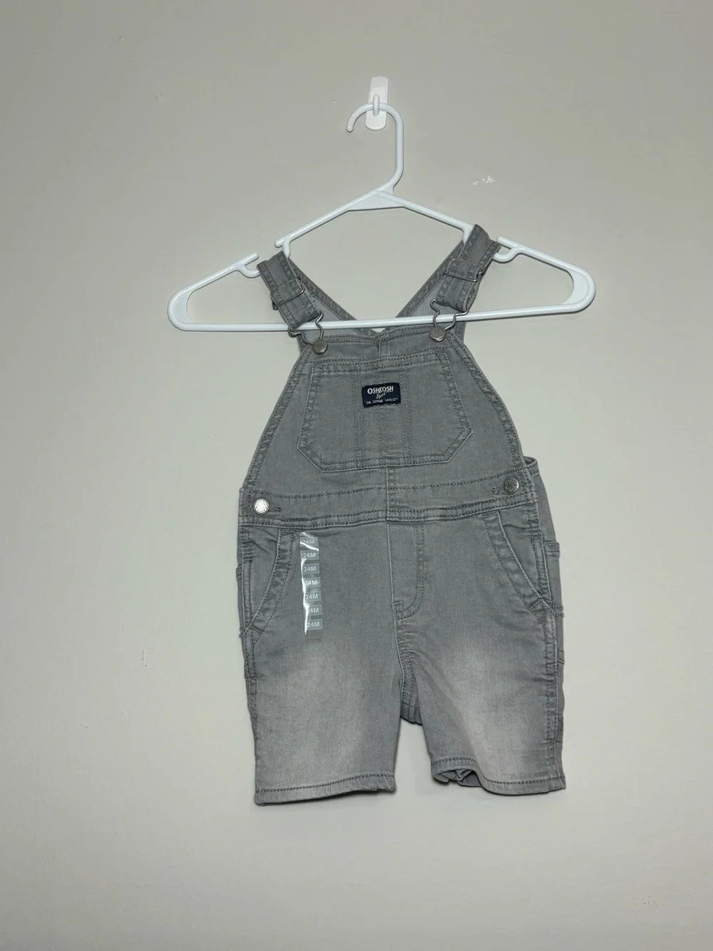 OshKosh B'gosh Gray Short Denim Overalls for Kids